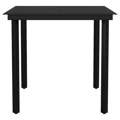 vidaXL Table à dîner de jardin Noir 80x80x74 cm Acier et verre