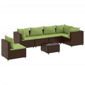 vidaXL Salon de jardin avec coussins 7 pcs marron r&eacute;sine tress&eacute;e