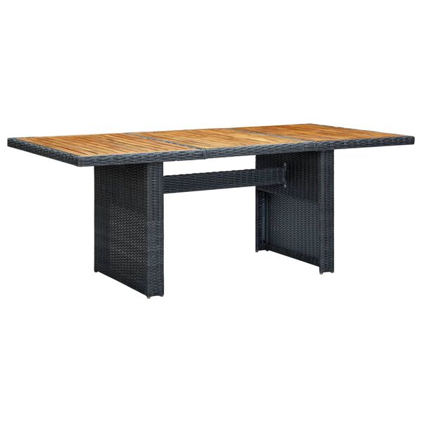 vidaXL Table de jardin Gris fonc&eacute; R&eacute;sine tress&eacute;e et bois d'acacia