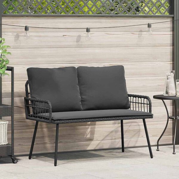 vidaXL Banc de jardin avec coussin Gris 114 x 64 x 78cm Métal