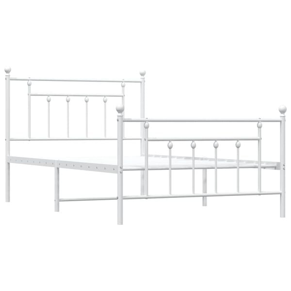 vidaXL Cadre de lit m&eacute;tal sans matelas et pied de lit blanc 100x200 cm
