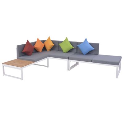 vidaXL Salon de jardin 5 pcs avec coussins Aluminium et WPC