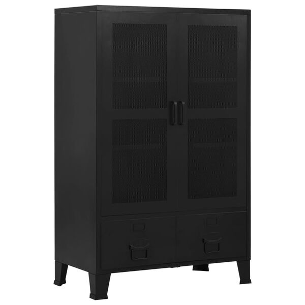 vidaXL Armoire de bureau avec portes en maille Acier 75x40x120 cm Noir