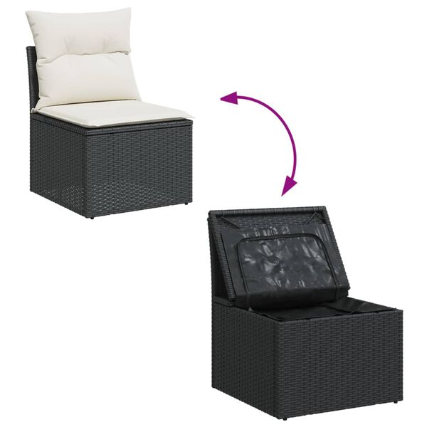 vidaXL Salon de jardin avec coussins 13 pcs noir r&eacute;sine tress&eacute;e