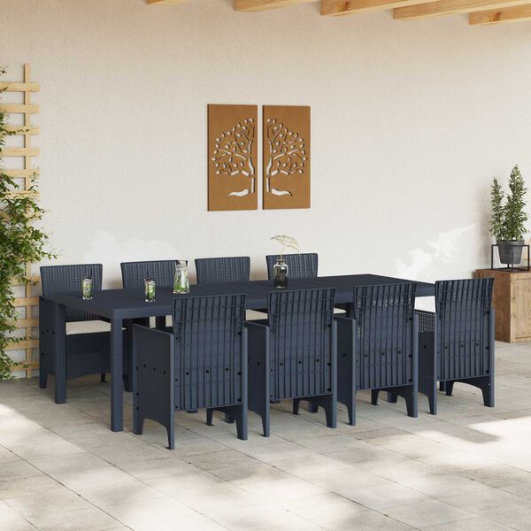 vidaXL Ensemble de salle &agrave; manger pour jardin 9 pcs Anthracite