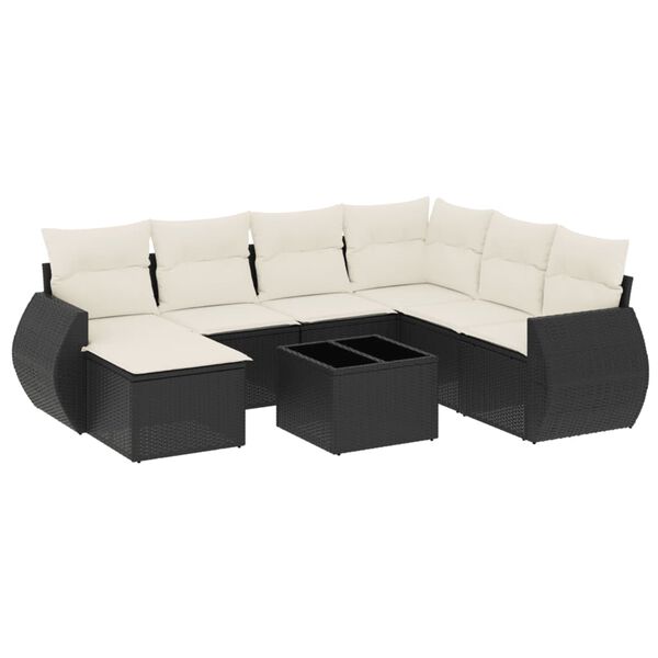 vidaXL Salon de jardin 8 pcs avec coussins noir r&eacute;sine tress&eacute;e