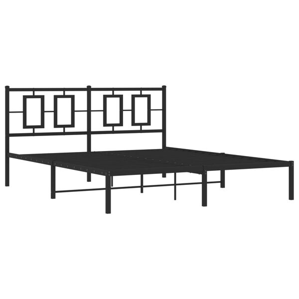 vidaXL Cadre de lit m&eacute;tal sans matelas avec t&ecirc;te de lit noir 150x200cm