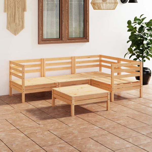 vidaXL Salon de jardin 5 pcs Bois de pin massif