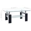 vidaXL Table basse Noir et transparent 95x55x40 cm Verre trempé