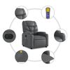 vidaXL Fauteuil inclinable de massage électrique gris similicuir