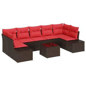 vidaXL Ensemble de canapé de jardin 8 pcs Marron polyrotin