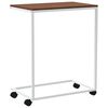 vidaXL Table d'appoint avec roues Blanc 55x35x70 cm Bois d'ing&eacute;nierie