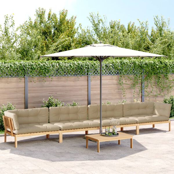 vidaXL Salon palette de jardin avec coussins 5pcs bois d'acacia massif