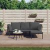 vidaXL Salon de jardin 3 pcs avec coussins gris fonc&eacute; r&eacute;sine tress&eacute;e
