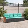 vidaXL Salon de jardin 4 pcs avec coussins noir r&eacute;sine tress&eacute;e