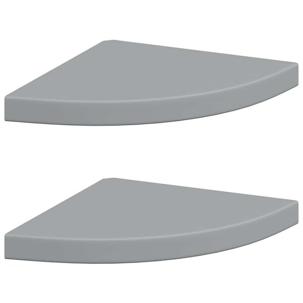 vidaXL &Eacute;tag&egrave;res d'angle flottantes 2 pcs gris 35x35x3,8 cm MDF