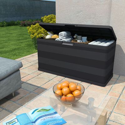 vidaXL Boîte de rangement de jardin noir 117x45x56 cm