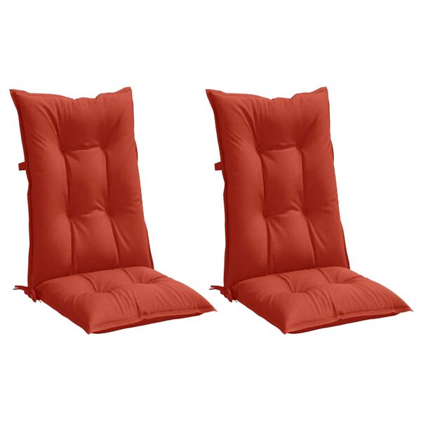 vidaXL Coussins de chaise &agrave; dossier haut lot de 2 rouge m&eacute;lang&eacute; tissu