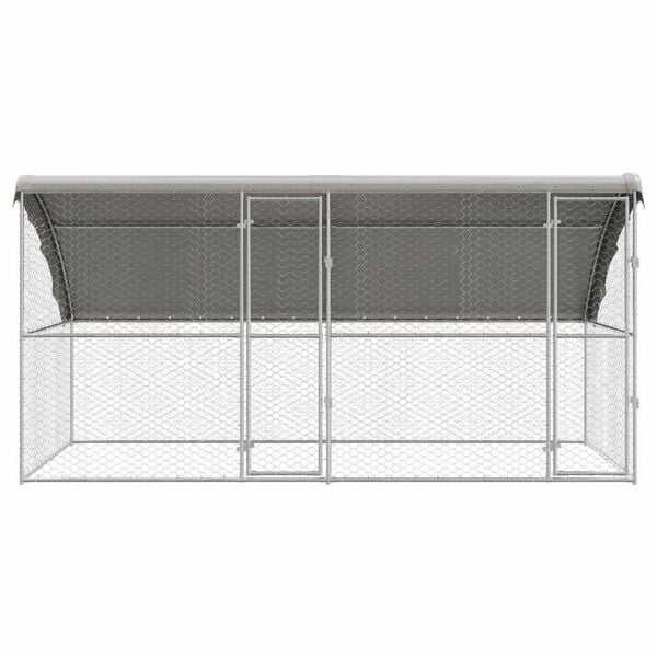 vidaXL Kennel pour Chiens 2 pcs Argent&eacute; 4 x 2 x 2 m Acier