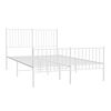 vidaXL Cadre de lit m&eacute;tal sans matelas et pied de lit blanc 135x190 cm