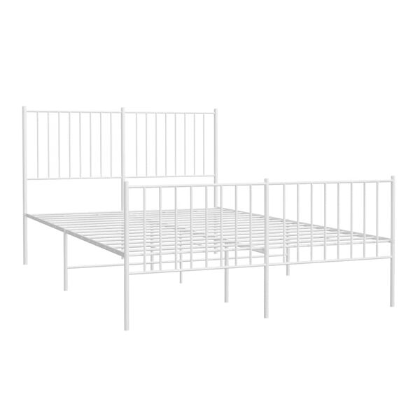 vidaXL Cadre de lit m&eacute;tal sans matelas et pied de lit blanc 135x190 cm
