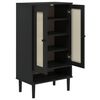 vidaXL Armoire &agrave; chaussures SENJA aspect rotin noir bois massif