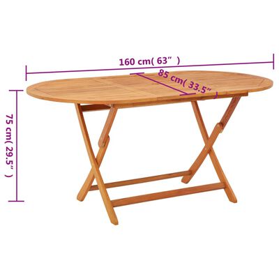 vidaXL Table pliable de jardin 160x85x75 cm Bois d'eucalyptus massif