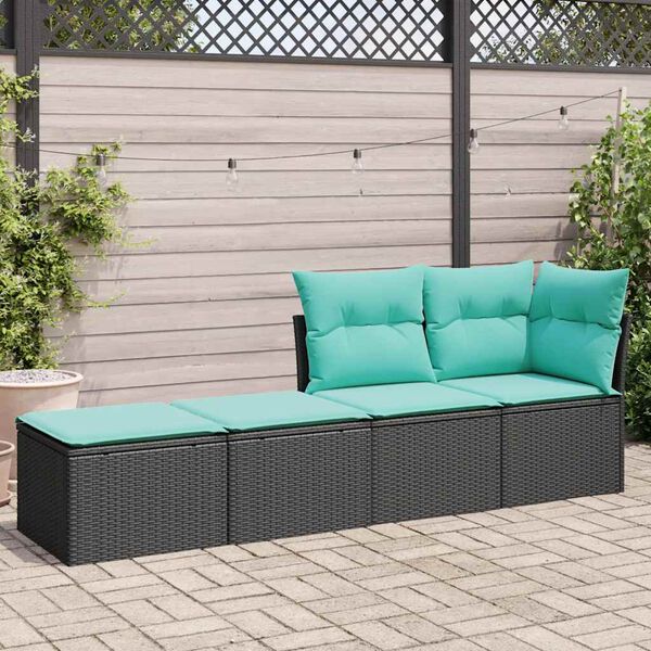 vidaXL Salon de jardin avec coussins 2 pcs noir r&eacute;sine tress&eacute;e acacia