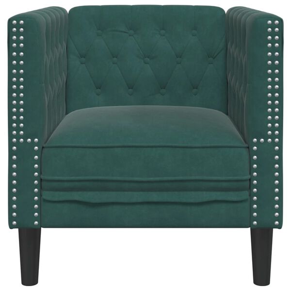 vidaXL Fauteuil Chesterfield vert foncé velours