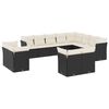 vidaXL Salon de jardin 12 pcs avec coussins noir r&eacute;sine tress&eacute;e