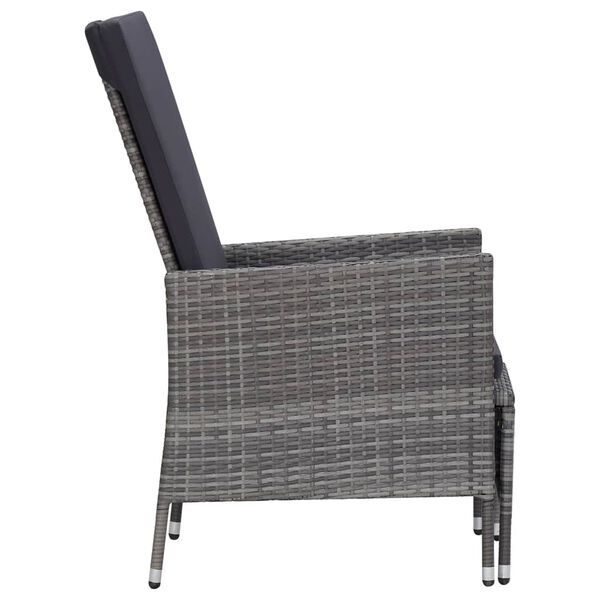 vidaXL Chaise inclinable de jardin avec coussins R&eacute;sine tress&eacute;e Gris