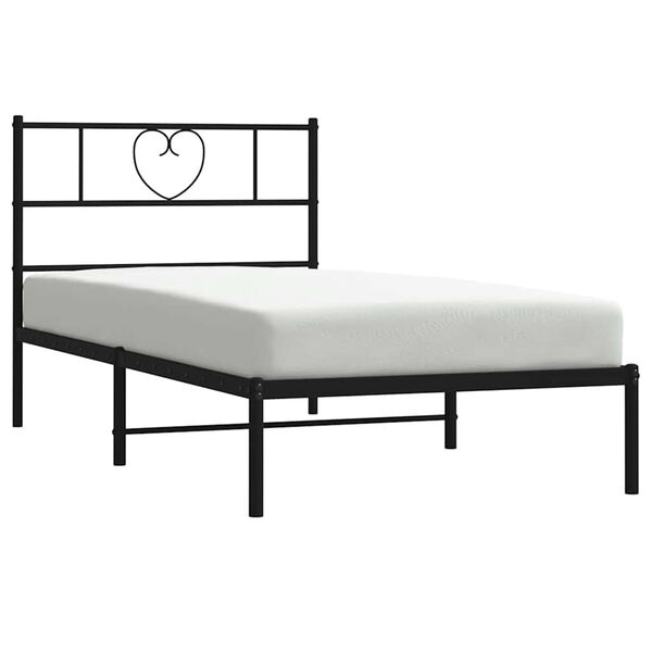 vidaXL Cadre de lit m&eacute;tal sans matelas avec t&ecirc;te de lit noir 100x200cm