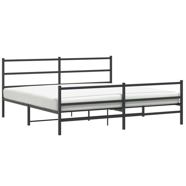 vidaXL Cadre de lit m&eacute;tal sans matelas avec pied de lit noir 193x203cm