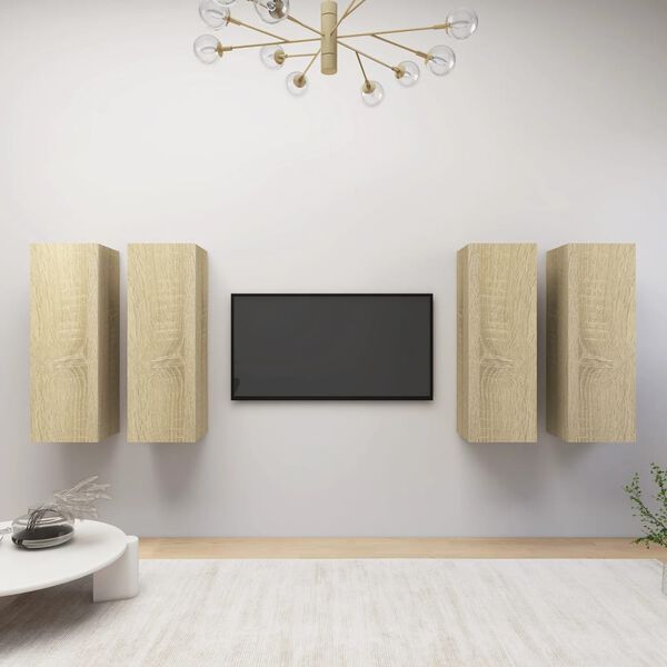 vidaXL Meubles TV 4 pcs Ch&ecirc;ne sonoma 30,5x30x90 cm Bois d'ing&eacute;nierie