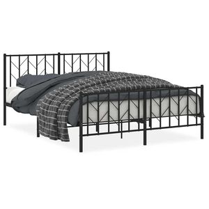 vidaXL Cadre de lit m&eacute;tal sans matelas avec pied de lit noir 150x200cm