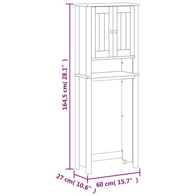 vidaXL Rangement au-dessus de la cuvette BERG noir bois massif