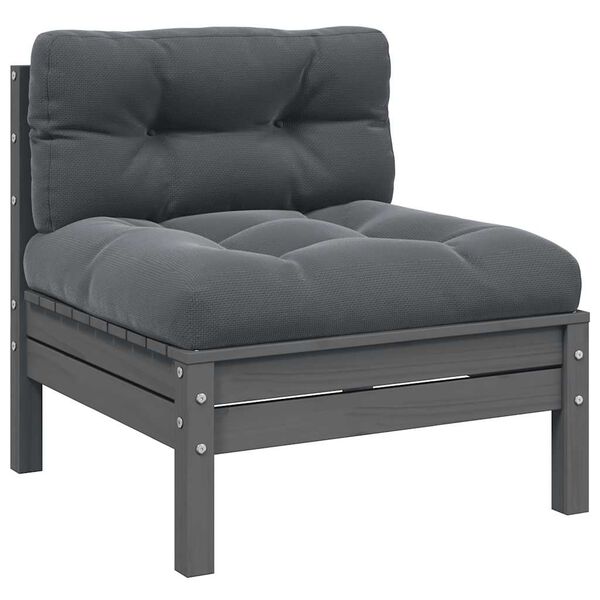 vidaXL Canap&eacute; central de jardin avec coussins anthracite Gris Pin