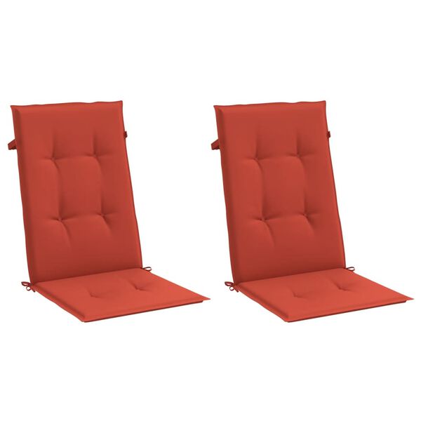 vidaXL Coussins de chaise à dossier haut lot de 2 rouge mélangé tissu