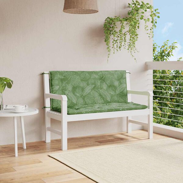 vidaXL Coussins de banc de jardin lot de 2 motif de feuilles tissu