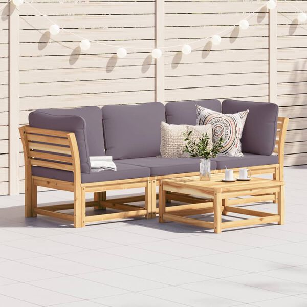 vidaXL Salon de jardin 3 pcs avec coussins bois massif d'acacia