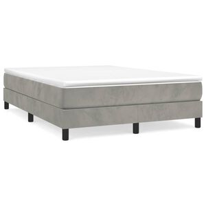 vidaXL Sommier à ressorts de lit gris clair 152x203 cm velours