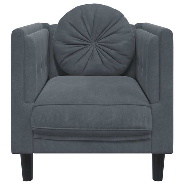 vidaXL Fauteuil avec coussin gris fonc&eacute; velours