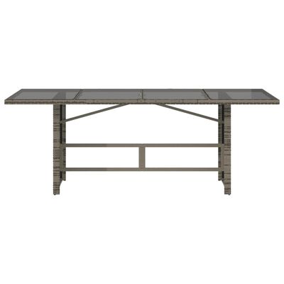 vidaXL Table de jardin dessus en verre gris 190x80x74cm résine tressée