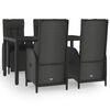 vidaXL Ensemble &agrave; manger de jardin coussins 5pcs Noir R&eacute;sine tress&eacute;e