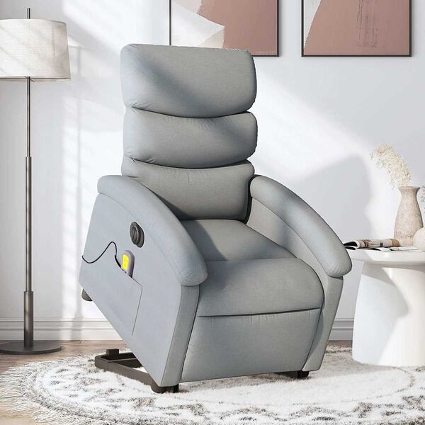 vidaXL Fauteuil inclinable de massage électrique gris clair tissu