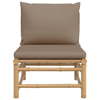 vidaXL Canapé central de jardin avec coussins taupe bambou