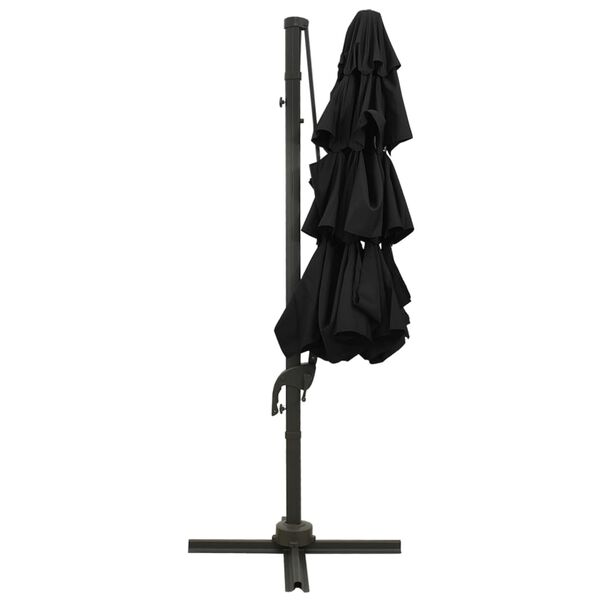vidaXL Parasol de jardin &agrave; 4 niveaux avec m&acirc;t en aluminium noir 3x3 m