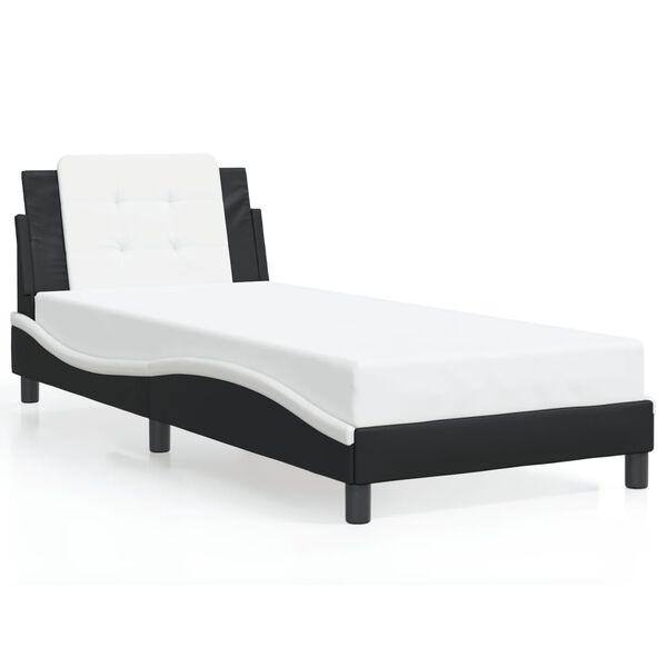 vidaXL Cadre de lit sans matelas Zadar noir blanc 100x190 cm similicuir
