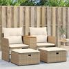 vidaXL Canap&eacute; de jardin 2 places avec tabourets beige r&eacute;sine tress&eacute;e