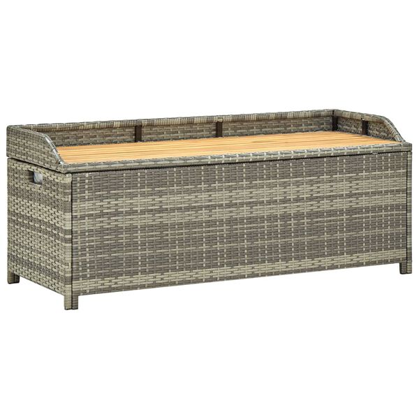 vidaXL Banc de rangement de jardin 120 cm R&eacute;sine tress&eacute;e Gris